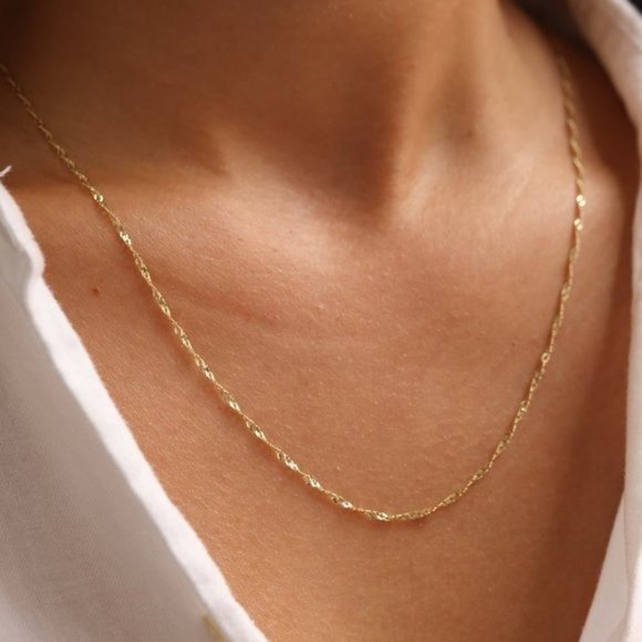 Gold Chain Waterproof Necklace Everyday Necklace Gold Chain Sparkle Chain Pretty - Picture 8 of 12
